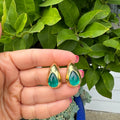 “Raindrops” Silver gold plated emerald teardrop earrings