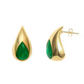 “Raindrops” Silver gold plated emerald teardrop earrings