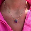 Silver gold plated pear blue/purple ombre stone necklace