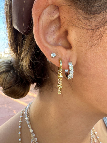 Orecchini A Cerchio Con Pietra Preziosa Quadrata A Goccia - Foto 2