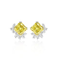 Sterling silver simulated yellow diamond stud earrings