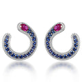 Sterling silver simulated sapphire & ruby earrings