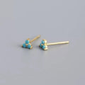 Silver 18k gold plated turquoise flower studs