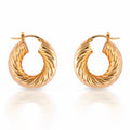 “Caroline” Small 18k gold plated twisted hoops