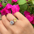 Sterling silver round & pear yellow ring