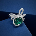 Sterling silver emerald bow ring