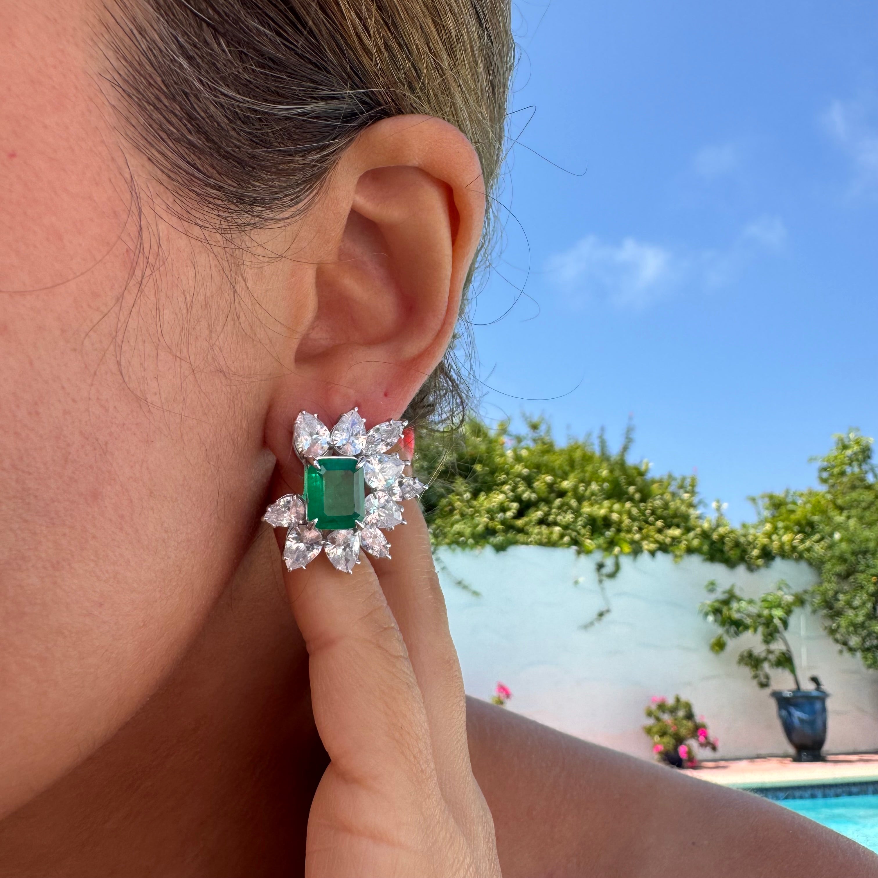 “Palazzo” Sterling silver emerald earrings