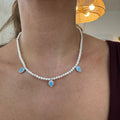 “La Mer” Natural pearl beaded turquoise drops necklace