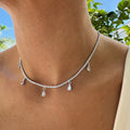 Sterling silver shimmering pear drops choker