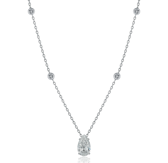 14k white gold pear lab diamond necklace