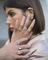 Sterling silver simulated yellow diamond stud earrings