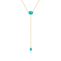 “St. Tropez” 18k gold plated oval paraiba lariat necklace