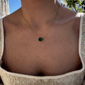 “Ivy” silver gold plated rectangular emerald necklace