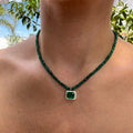 “Grasse” Emerald green beaded necklace
