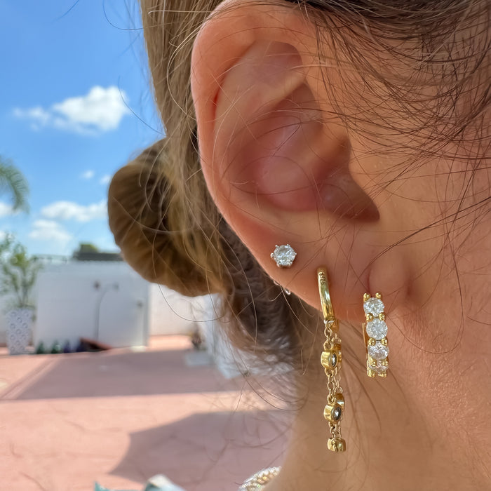 Silver gold plated moissanite huggie hoops