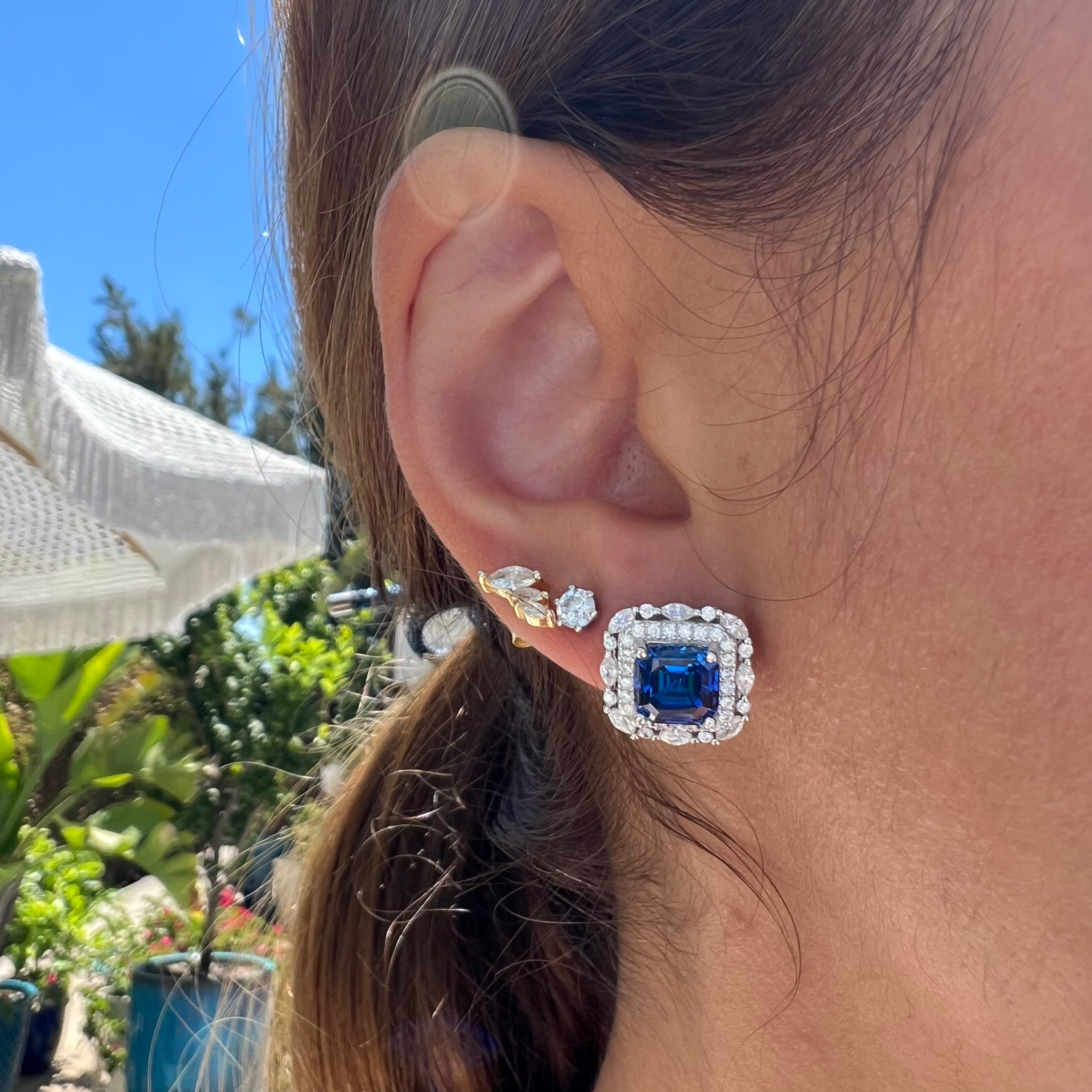 Sterling silver sapphire stud earrings