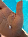 14k white gold pear lab diamond necklace