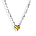 “Duchess” yellow heart sterling silver pave chain necklace