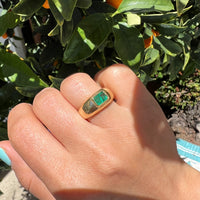 Silver gold plated simple emerald dome ring