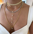 Silver gold plated pear drops lariat necklace