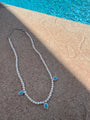 “La Mer” Natural pearl beaded turquoise drops necklace