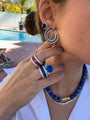 Sterling silver simulated sapphire stud earrings