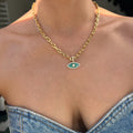 “Gemma” amazonite paperclip chain eye necklace
