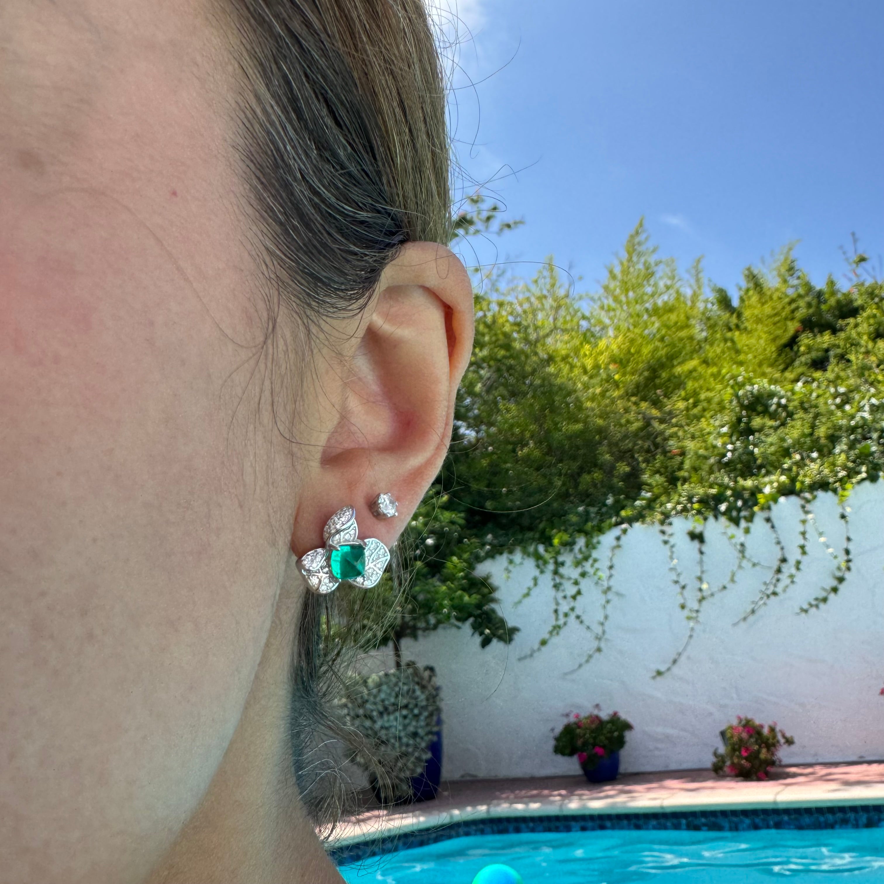 Orchid Sterling silver emerald earrings