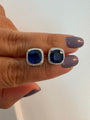 Sterling silver simulated sapphire stud earrings