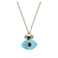 Silver gold plated turquoise & lapis eye necklace