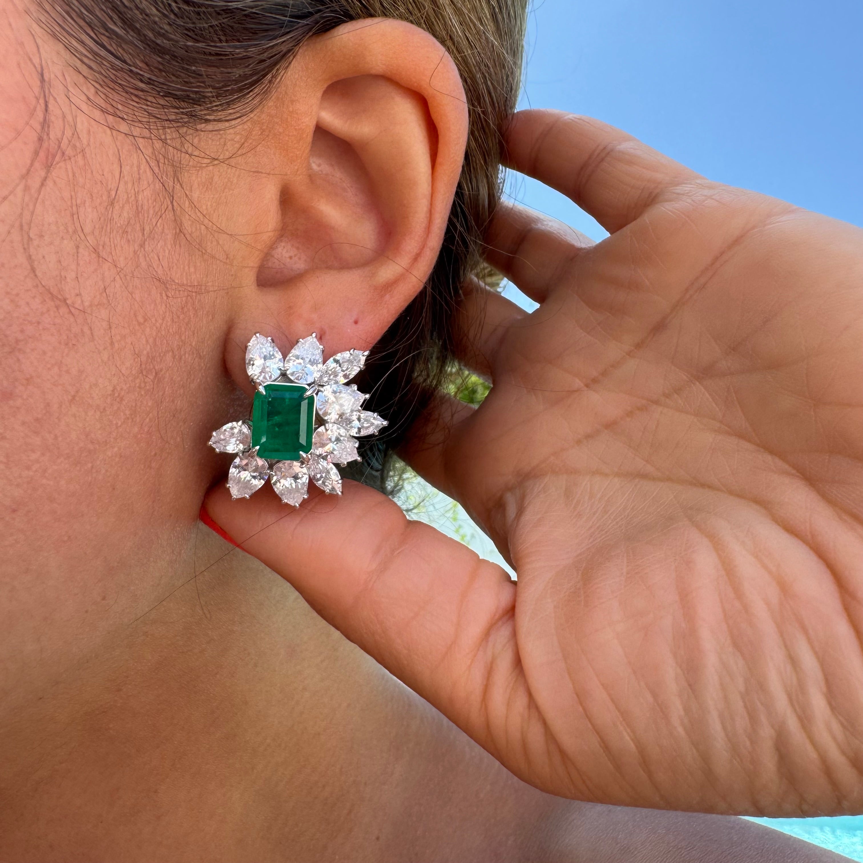 “Palazzo” Sterling silver emerald earrings