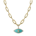 “Gemma” amazonite paperclip chain eye necklace