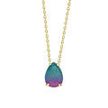 Silver gold plated pear blue/purple ombre stone necklace