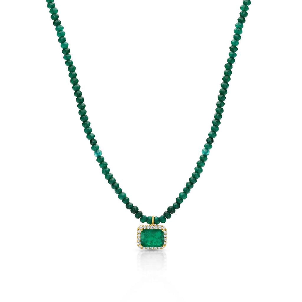 “Grasse” Emerald green beaded necklace