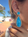 “Riviera” pear turquoise statement earrings