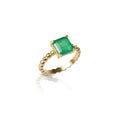 Gold bead square emerald ring