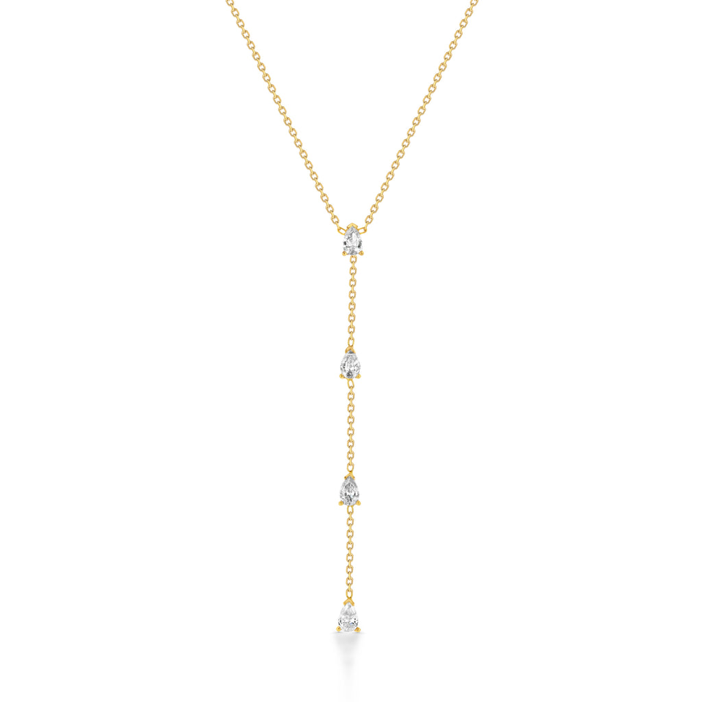 Silver gold plated pear drops lariat necklace