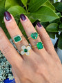 Gold bead heart emerald ring