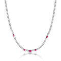 Silver ruby cz diamond tennis necklace