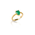 Gold bead pear emerald ring
