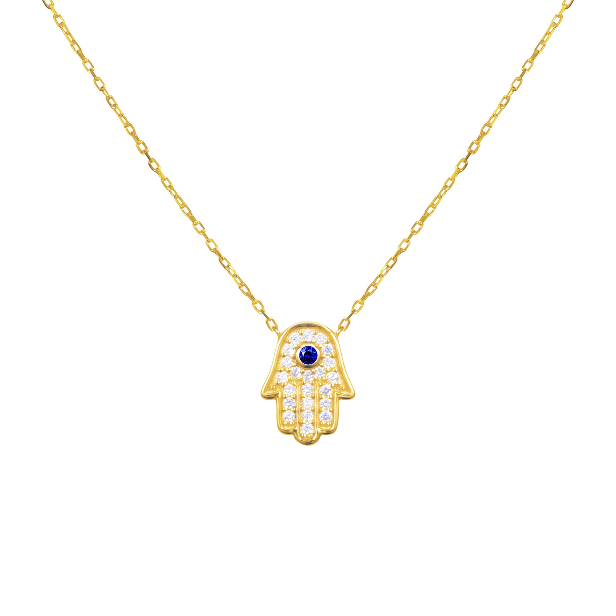 Sterling silver gold plated dainty hamsa necklace