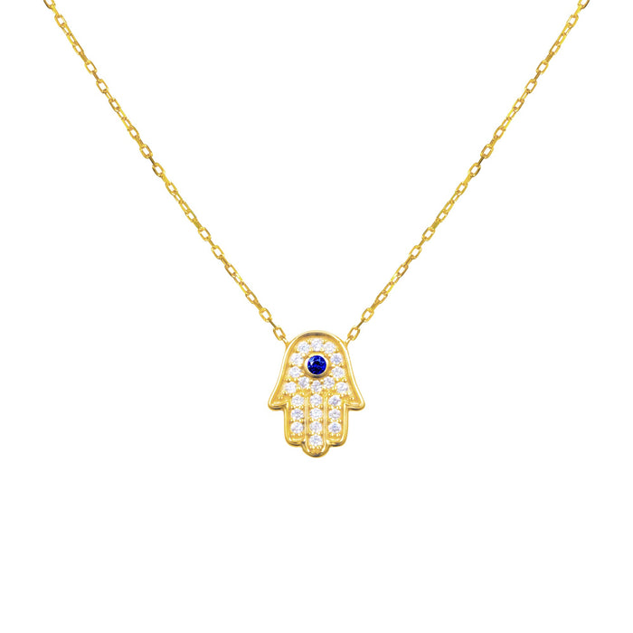 Sterling silver gold plated dainty hamsa necklace