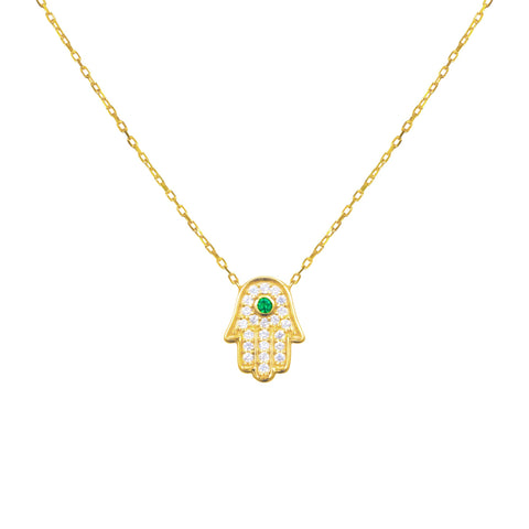Sterling silver gold plated dainty hamsa necklace