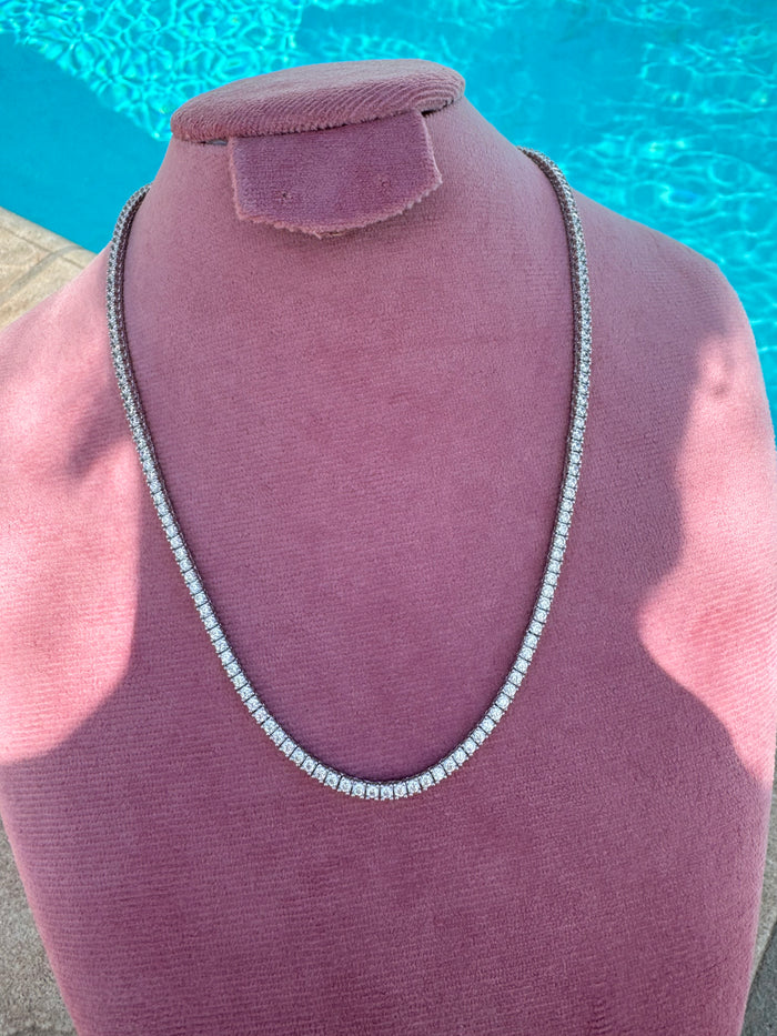 Sterling silver 2 mm prong set cz diamond tennis necklace