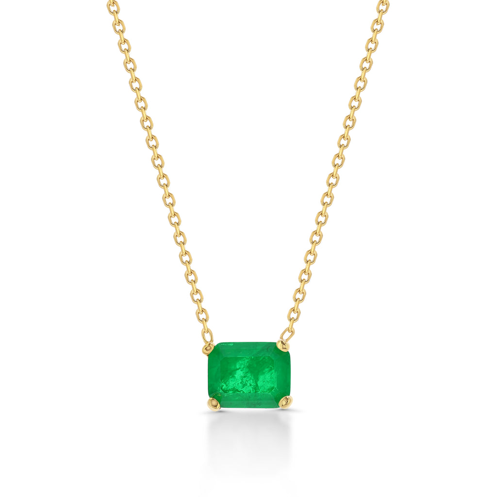 “Ivy” silver gold plated rectangular emerald necklace