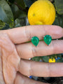 Sterling silver pear emerald stud earrings