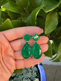 Sterling silver emerald pear earring