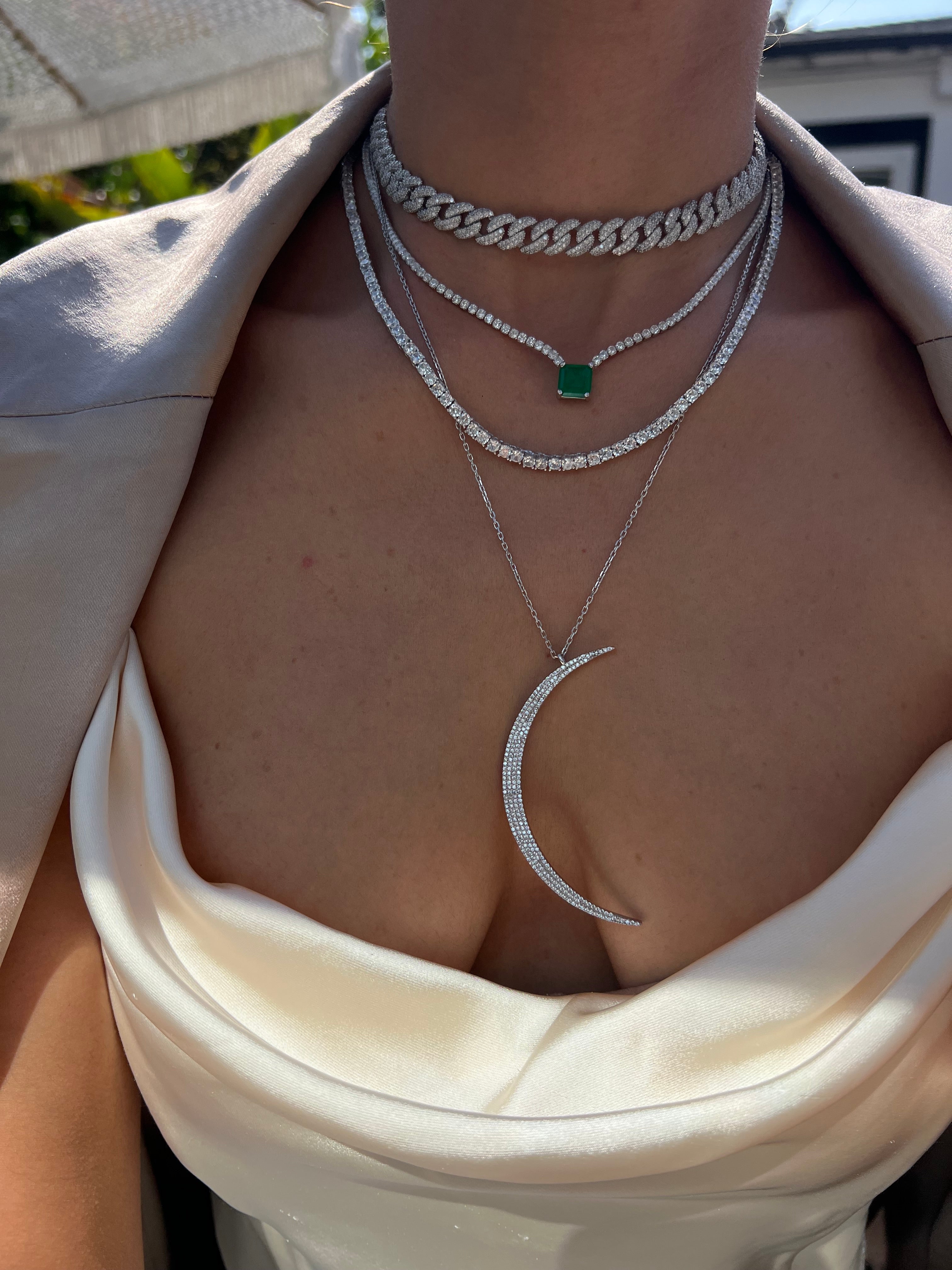 “Contessa” Sterling silver emerald necklace