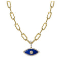 “Gemma” lapis lazuli paperclip chain eye necklace