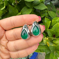 “Raindrops” Silver emerald teardrop earrings